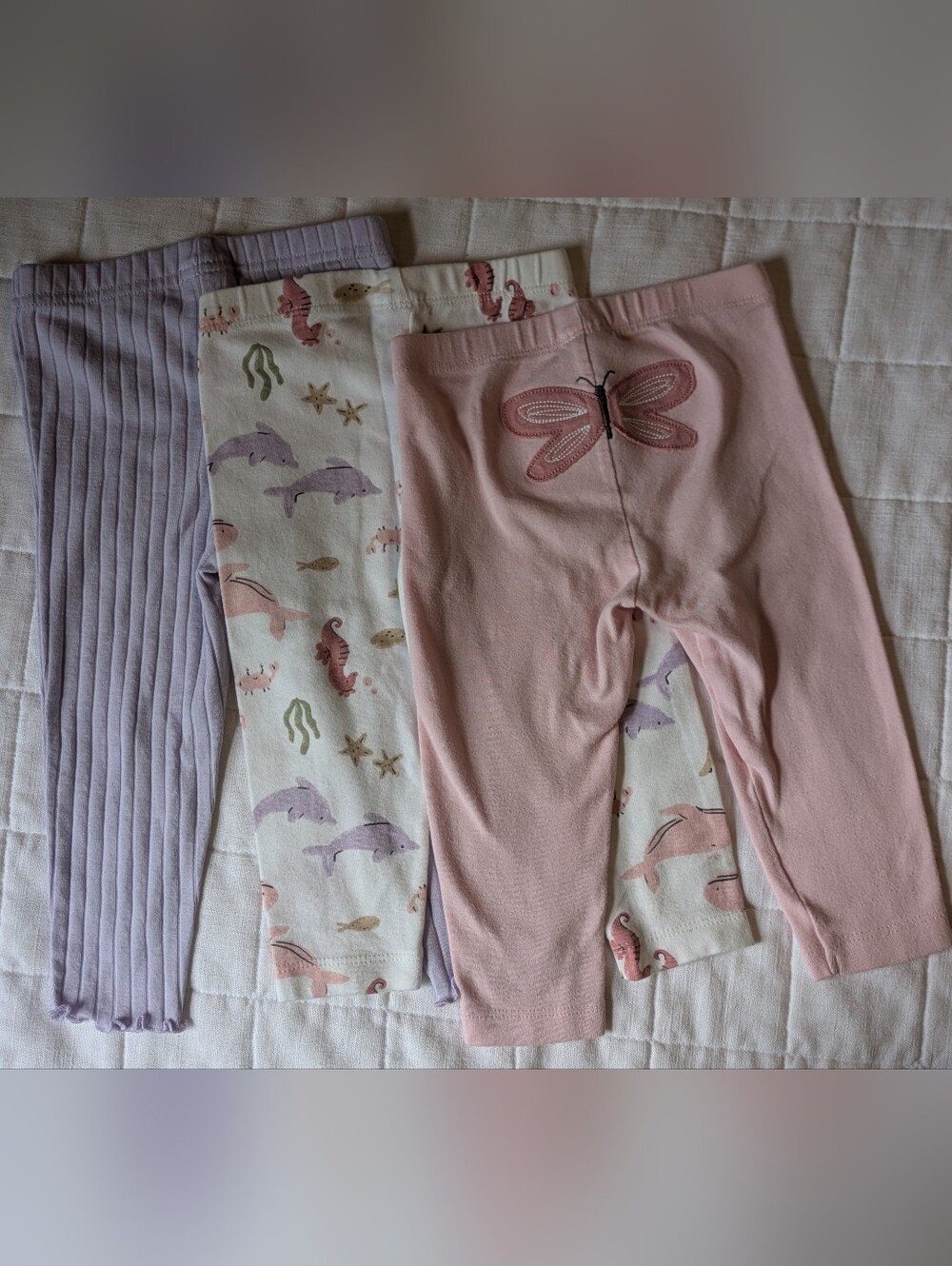 Carter's Pastel Pink, Cream & Lavender Baby Leggings Trio